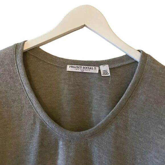 Project Social T Womens Sweater Top Fleece Neck Heather Gray Size Small - Picture 2 of 12